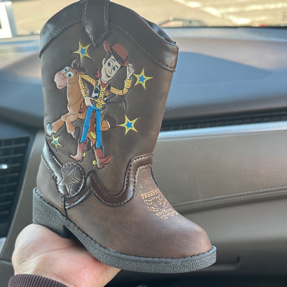 Kids Cowboy Boots with Cartoon Character - Brown